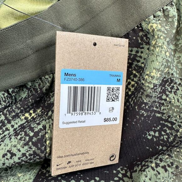 Nike Dri-Fit Training Shorts Mens Size Medium Green Black Camo FZ0740-386 - Picture 9 of 12
